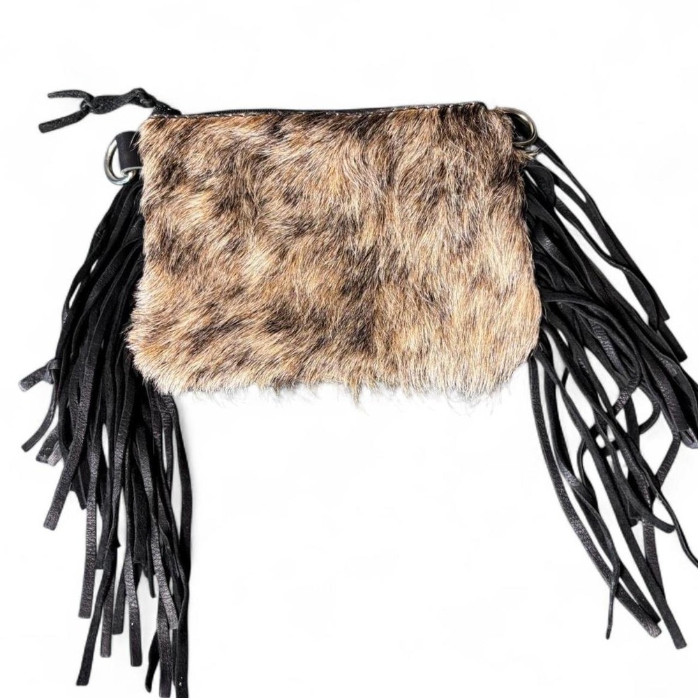 Vintage Hair On Hide Fringe Bag Western Boho Crossbody 🖤